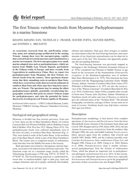 Brief Report Acta Palaeontologica Polonica 64 (2): 357–362, 2019