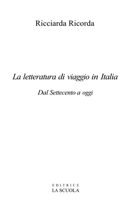 La Letteratura Di Viaggio in Italia