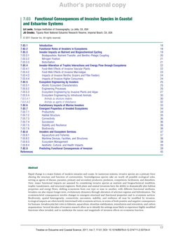 Functional Consequences of Invasive Species In