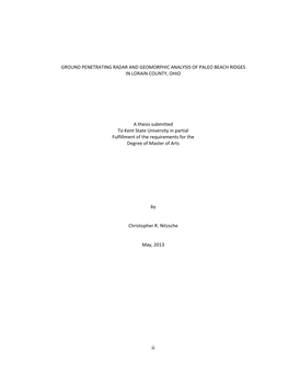 Ground Penetrating Radar and Geomorphic Analysis of Paleo Beach Ridges in Lorain County, Ohio