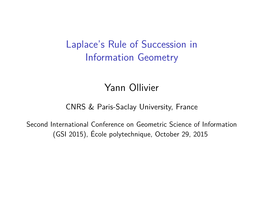 Laplace's Rule of Succession in Information Geometry Yann Ollivier