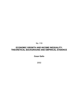 Economic Growth and Income Inequality: Theoretical Background and Empirical Evidence