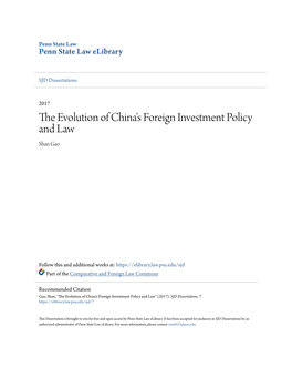 The Evolution of China's Foreign Investment Policy And