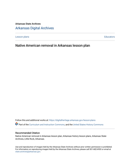 Native American Removal in Arkansas Lesson Plan