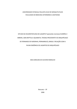 Universidade Estadual Paulista Júlio De Mesquita Filho Faculdade De Medicina Veterinária E Zootecnia