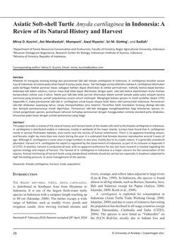 Asiatic Soft-Shell Turtle Amyda Cartilaginea in Indonesia: a Review of Its Natural History and Harvest