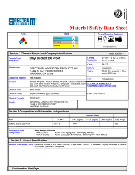 Material Safety Data Sheet