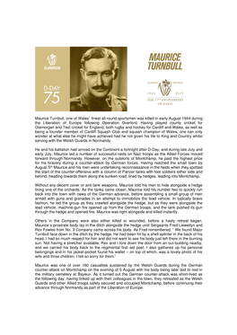 Maurice Turnbull, One of Wales` Finest All-Round Sportsmen Was Killed in Early August 1944 During the Liberation of Europe Following Operation Overlord