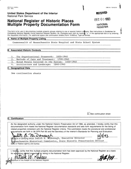 National Register of Historic Places DEC 0 Q1993 Multiple Property Documentation Form