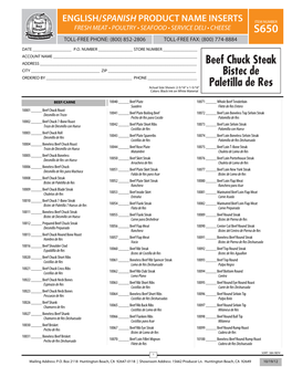 Order Form | English/Spanish Product Name Inserts (S650)