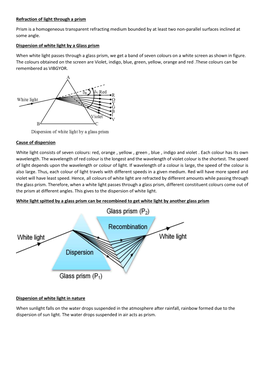 Refraction of Light Through a Prism Prism Is a Homogeneous
