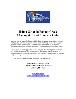 Hilton Orlando Bonnet Creek Meeting & Event Resource Guide