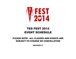 Tes Fest 2014 Event Schedule