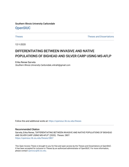 Differentiating Between Invasive and Native Populations of Bighead and Silver Carp Using Ms-Aflp