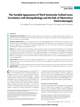 The Variable Appearance of Third Ventricular Colloid Cysts: Correlation with Histopathology and the Risk of Obstructive Ventriculomegaly