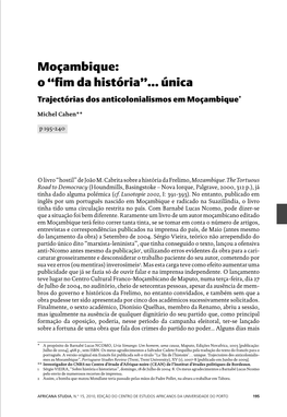 Moçambique: O “Fim Da História”