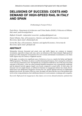 Costs and Demand of High-Speed Rail in Italy and Spain