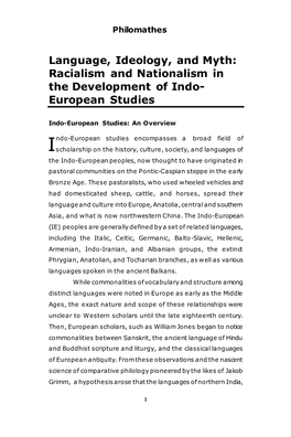 Racialism and Nationalism in the Development of Indo- European Studies