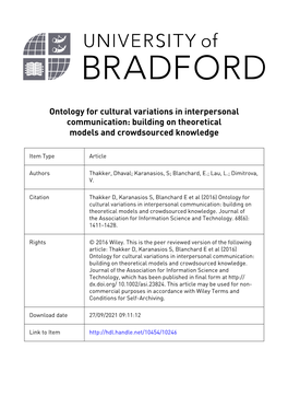 Ontology for Cultural Variations in Interpersonal Communication: Building on Theoretical Models and Crowdsourced Knowledge