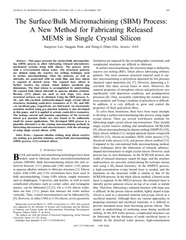 The Surface/Bulk Micromachining (SBM) Process: a New Method for Fabricating Released MEMS in Single Crystal Silicon