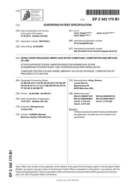 Nitric Oxide Releasing Amino Acid Ester