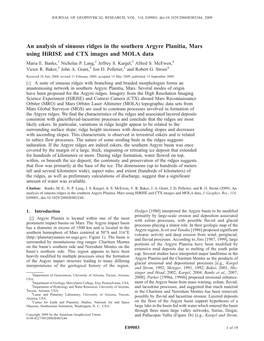 Banks, M., and Seven Coauthors, an Analysis of Sinuous Ridges in the Southern Argyre Planitia, Mars