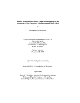 Rooting Response of Deciduous Azaleas, Rhododendron Section Pentanthera, Stem Cuttings to Mist Regimes and Media Mixes