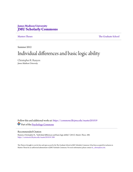 Individual Differences and Basic Logic Ability Christopher R