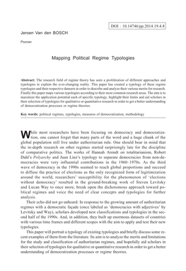 Mapping Political Regime Typologies