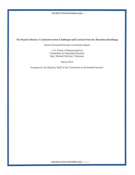 The Road to Boston: Counterterrorism Challenges and Lessons from the Marathon Bombings