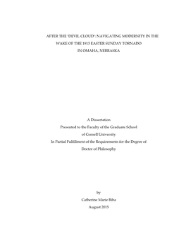 Navigating Modernity in the Wake of the 1913 Easter Sunday Tornado in Omaha, Nebraska