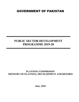 Government of Pakistan Public Sector Development