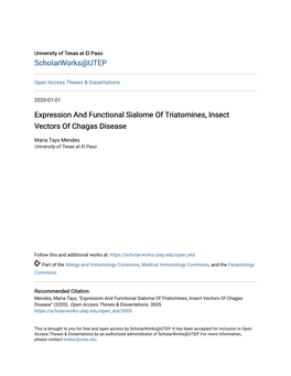 Expression and Functional Sialome of Triatomines, Insect Vectors of Chagas Disease