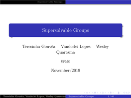 Supersolvable Groups