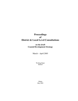 Proceedings of District & Local Level Consultations