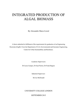Integrated Production of Algal Biomass