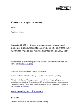 Chess Endgame News
