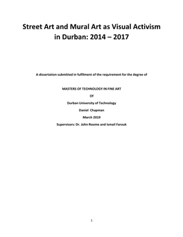 Street Art and Mural Art As Visual Activism in Durban: 2014 – 2017