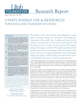 Utah's Energy Use & Resources