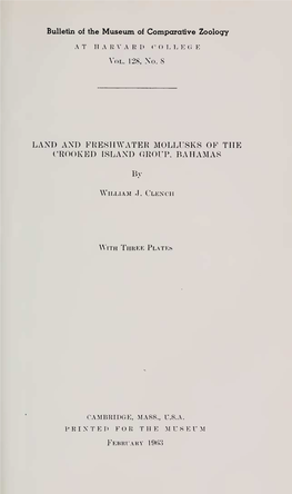 Land and Freshwater Mollusks of the Crooked Island Group, Bahamas