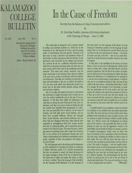 Kalamazoo College Bulletin (Vol. LXIV, June 1969, No. 3)