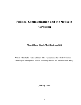 Political Communication and the Media in Kurdistan