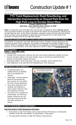 TTC Track Replacement, Road Resurfacing, and Intersection