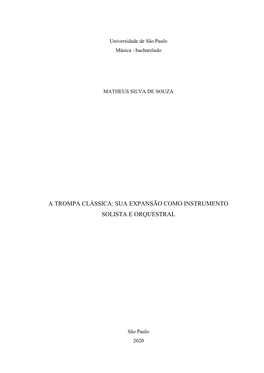 A Trompa Clássica: Sua Expansão Como Instrumento Solista E Orquestral