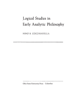 Logical Studies in Early Analytic Philosophy.Pdf