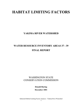 Habitat Limiting Factors