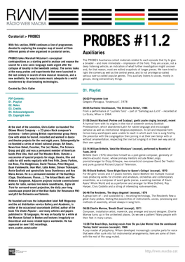 PROBES #11.2 Devoted to Exploring the Complex Map of Sound Art from Different Points of View Organised in Curatorial Series