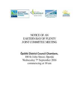 Eastern Bay of Plenty Joint Committee Agenda