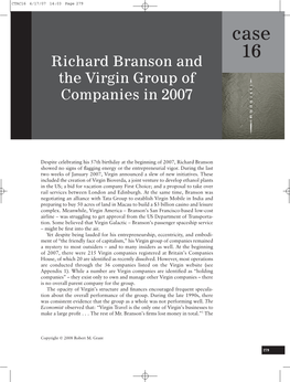 Case 16 Richard Branson and the Virgin Group of Companies in 2007