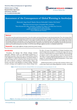 Assessment of the Consequences of Global Warming in Azerbaijan